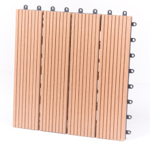 Wholesale Weather Resistant Anti Slip Groove Surface Movable Lightweight Balcony Patio Composite Wood Snap in WPC Tiles